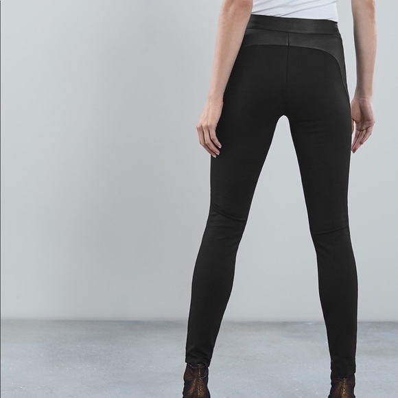 Reiss Valerie Leather Ponte Combo Legging - Picture 3 of 7
